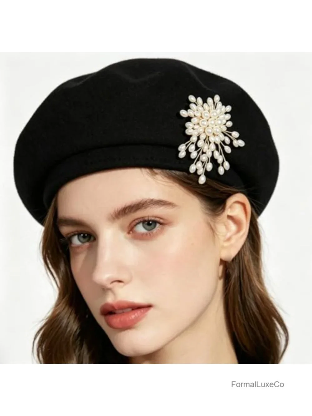 Vintage Gold Plated Large Pearl Flower Brooch Pin for Women, Trendy Prom Dress